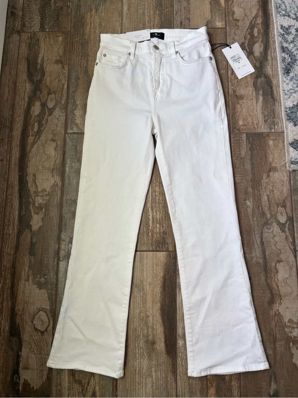 7 For All Mankind White High-Rise Flare Jeans